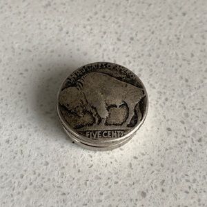 Modified Buffalo Nickel Coin Lapel Pin / Tie Tack With Neodymium Magnets
